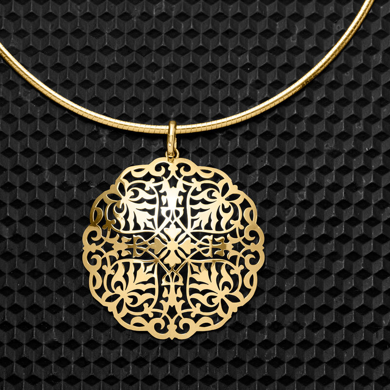Italian 14kt Yellow Gold Filigree Medallion Pendant image number 4