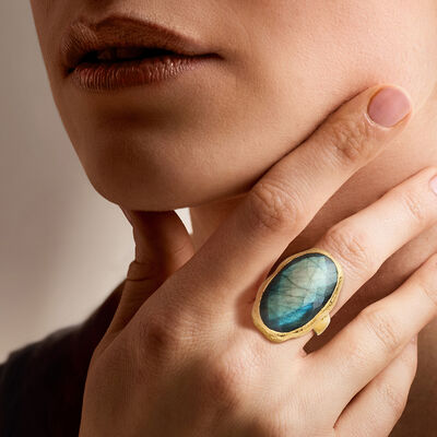Labradorite Ring in 18kt Gold Over Sterling
