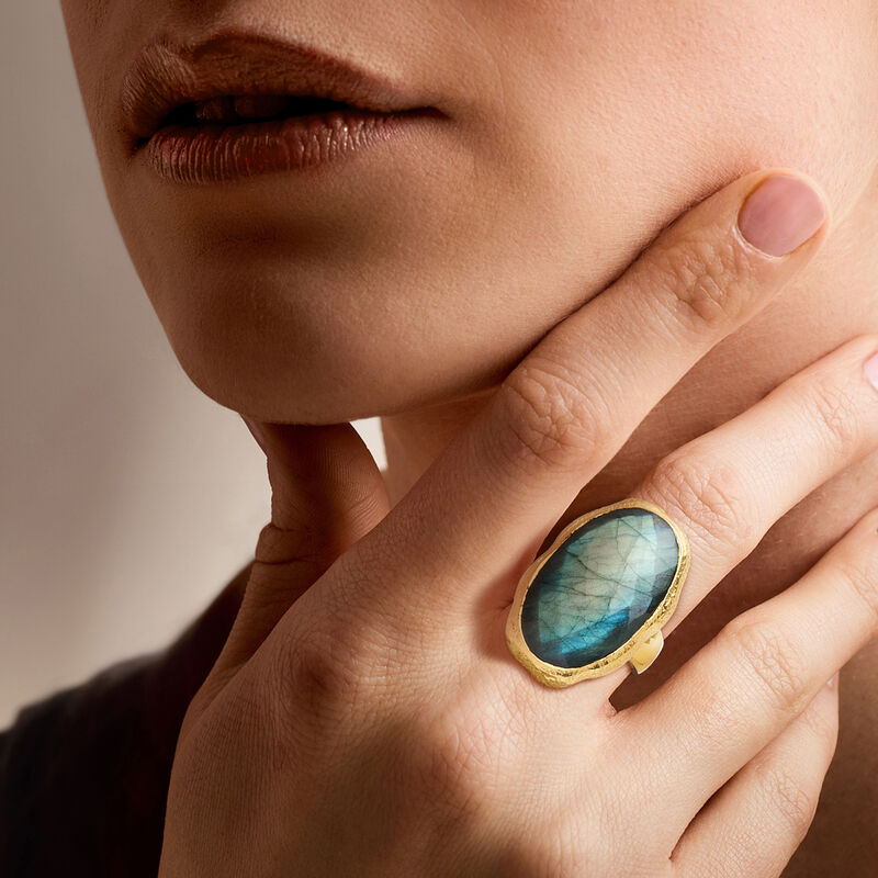Labradorite Ring in 18kt Gold Over Sterling image number 1