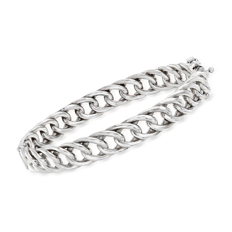 Italian Sterling Silver Curb-Link Bangle Bracelet image number 0