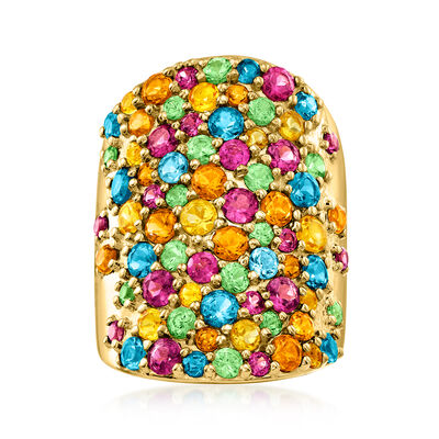 5.27 ct. t.w. Multi-Gemstone Ring in 18kt Gold Over Sterling