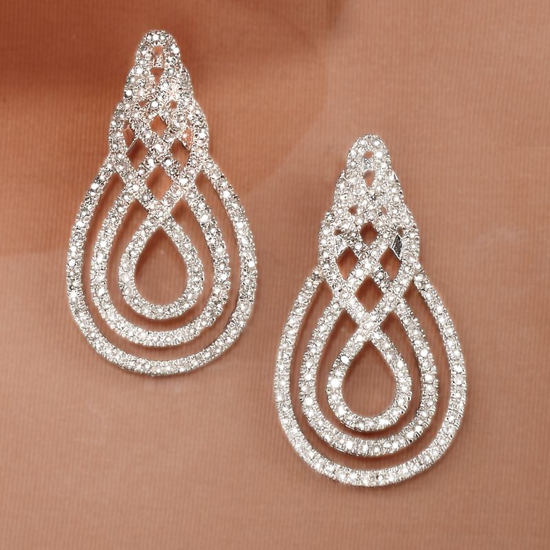 1.00 ct. t.w. Diamond Swirl Drop Earrings in Sterling Silver image number 2