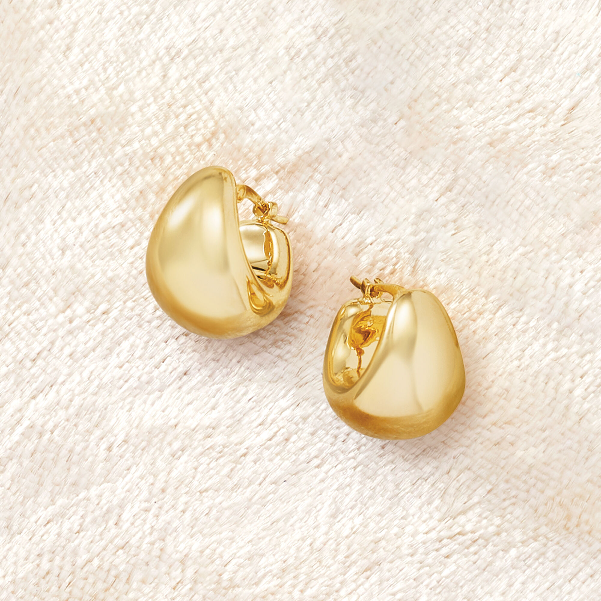 18kt Gold Over Sterling Silver Puffed Dome Hoop Earrings. 1/2