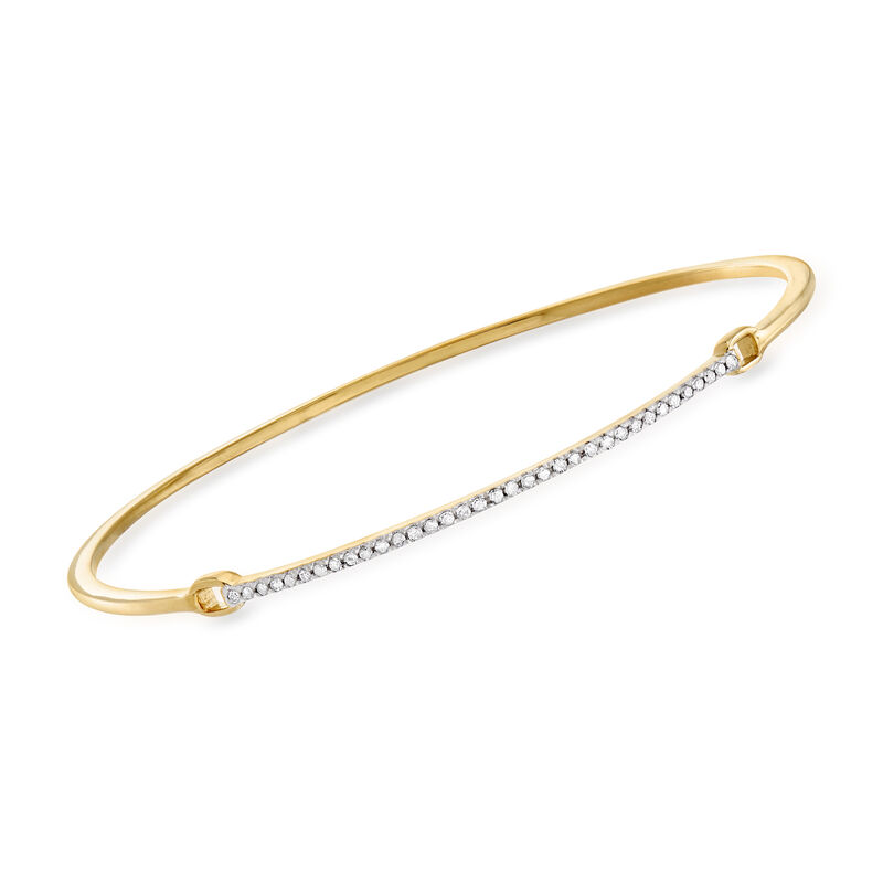 .25 ct. t.w. Diamond Bar Bangle Bracelet in Sterling Silver and 18kt Yellow Gold Over Sterling Silver image number 0
