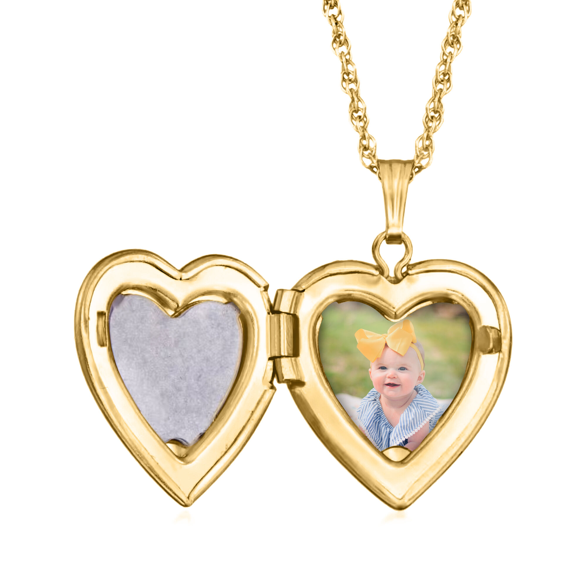 14kt Yellow Gold Personalized Heart Locket Necklace
