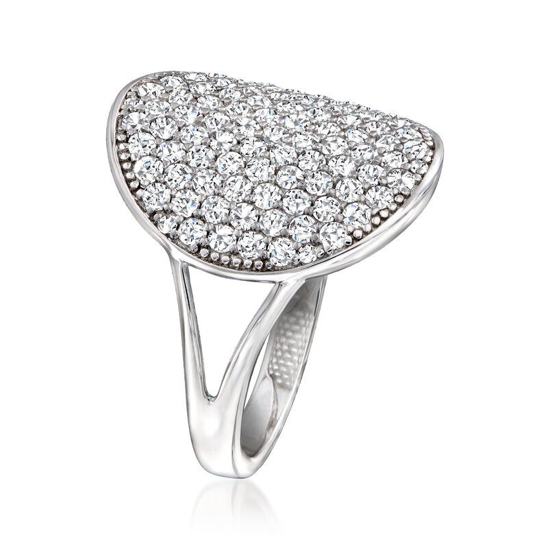 1.70 ct. t.w. Pave White Zircon Circle Ring in Sterling Silver image number 2