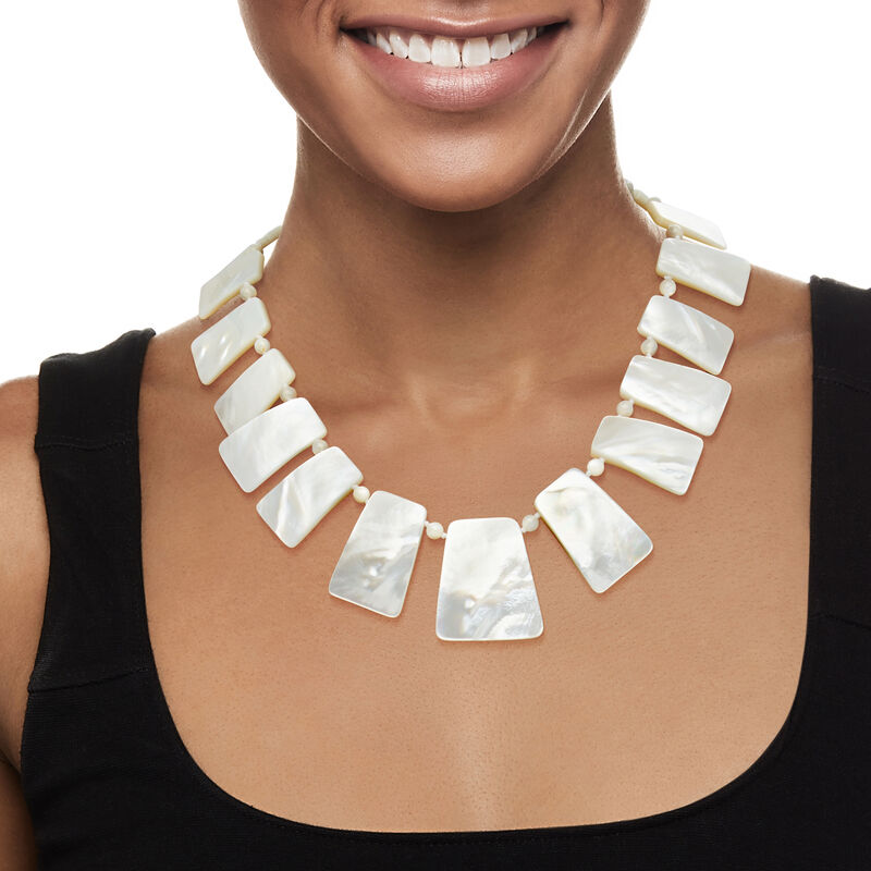 Mother-of-Pearl Necklace with 18kt Gold Over Sterling. 18" image number 0