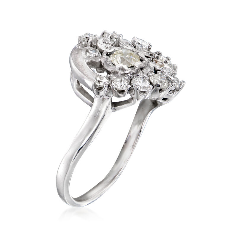 C. 1950 Vintage .97 ct. t.w. Diamond Cluster Ring in 14kt White Gold image number 2
