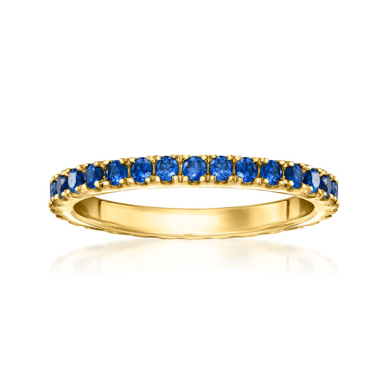 1.10 ct. t.w. Lab-Grown Sapphire Eternity Band in 18kt Gold Vermeil image number 0