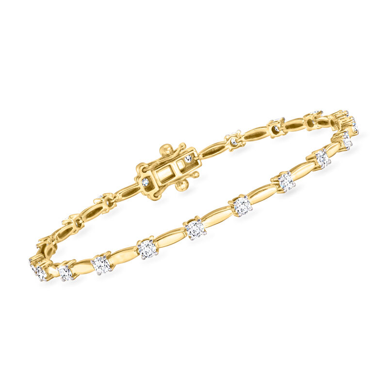 2.00 ct. t.w. Lab-Grown Diamond Link Station Bracelet in 18kt Gold Over Sterling image number 0