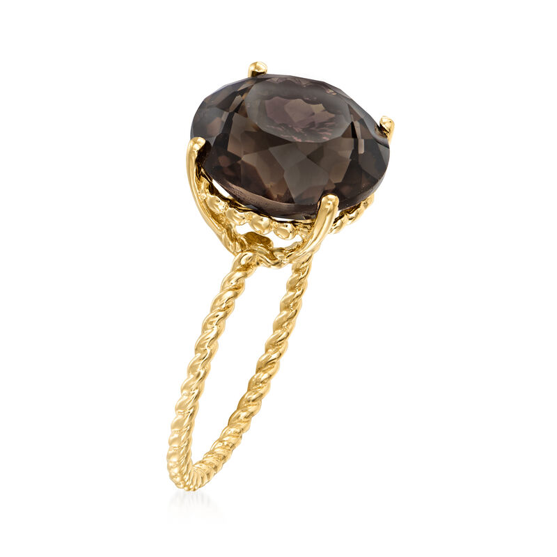5.50 Carat Smoky Quartz Twisted Ring in 14kt Yellow Gold image number 2