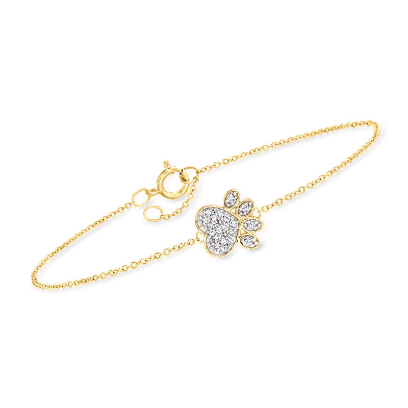 .10 ct. t.w. Diamond Paw Print Bracelet in 10kt Yellow Gold image number 0
