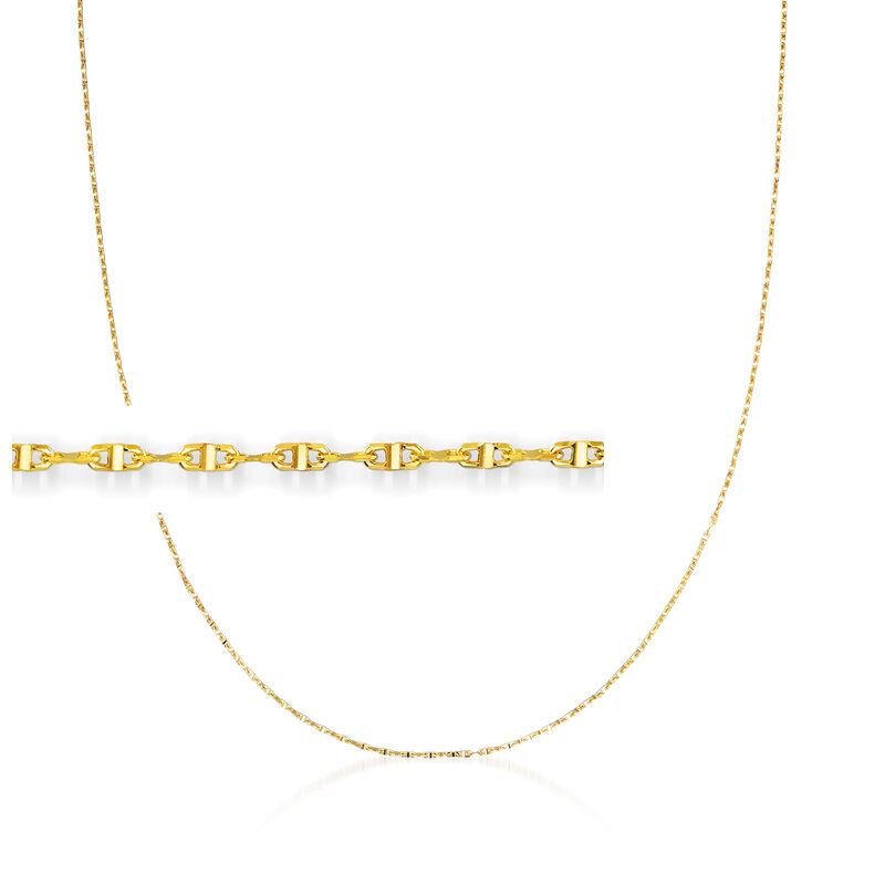 Italian 1mm 18kt Yellow Gold Lumachina Chain Necklace image number 0