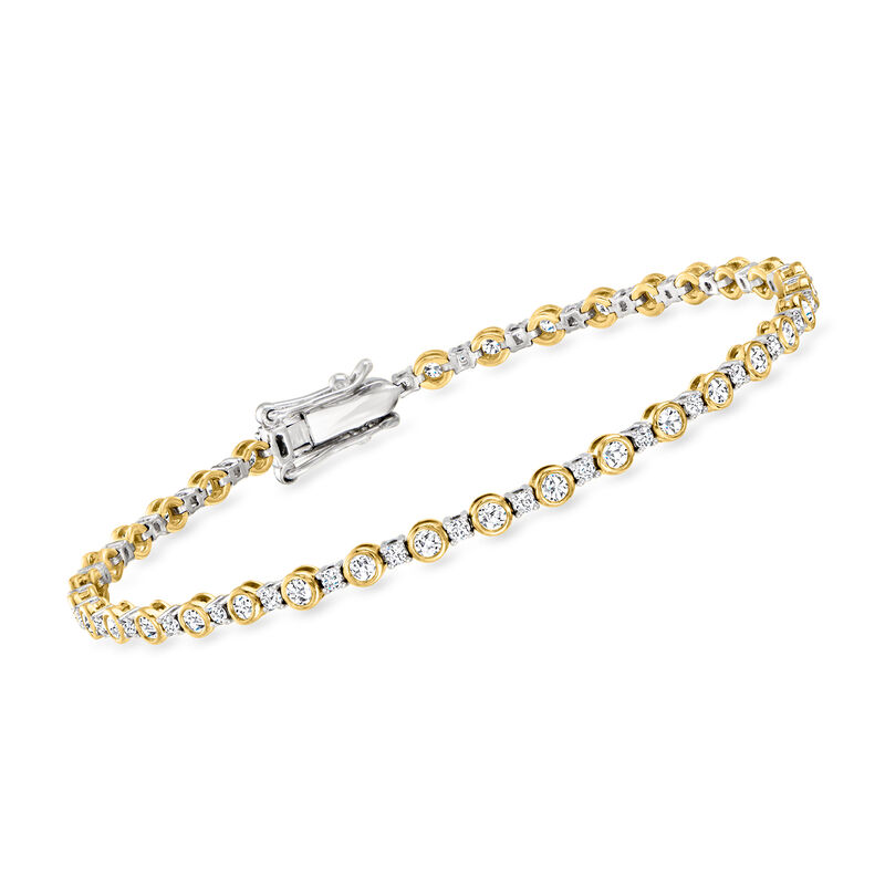2.00 ct. t.w. Bezel-Set Diamond Tennis Bracelet in 14kt Two-Tone Gold image number 0