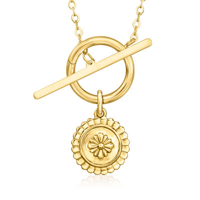 14kt Yellow Gold Floral Circle Charm