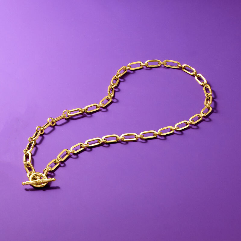 Italian 18kt Gold Over Sterling Paper Clip Link Necklace image number 5