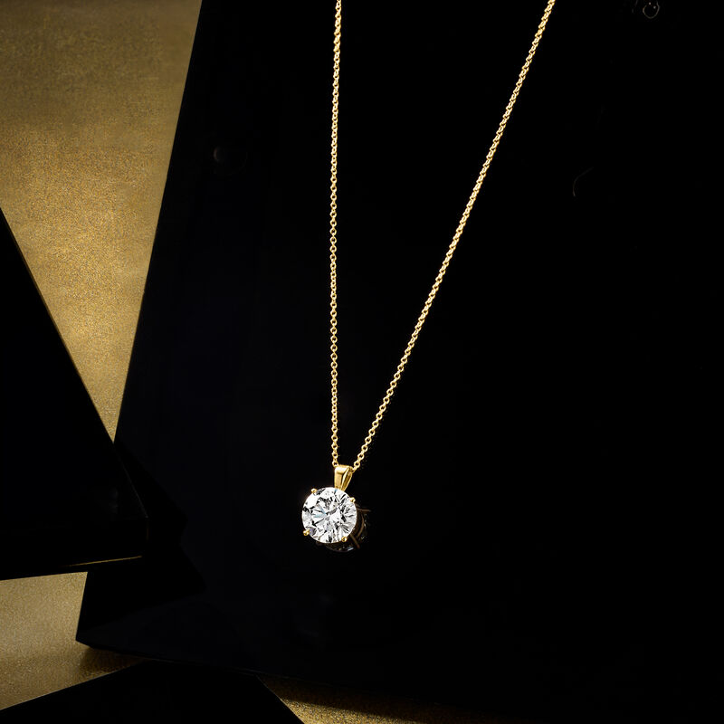 3.00 Carat Lab-Grown Diamond Solitaire Necklace in 14kt Yellow Gold image number 3