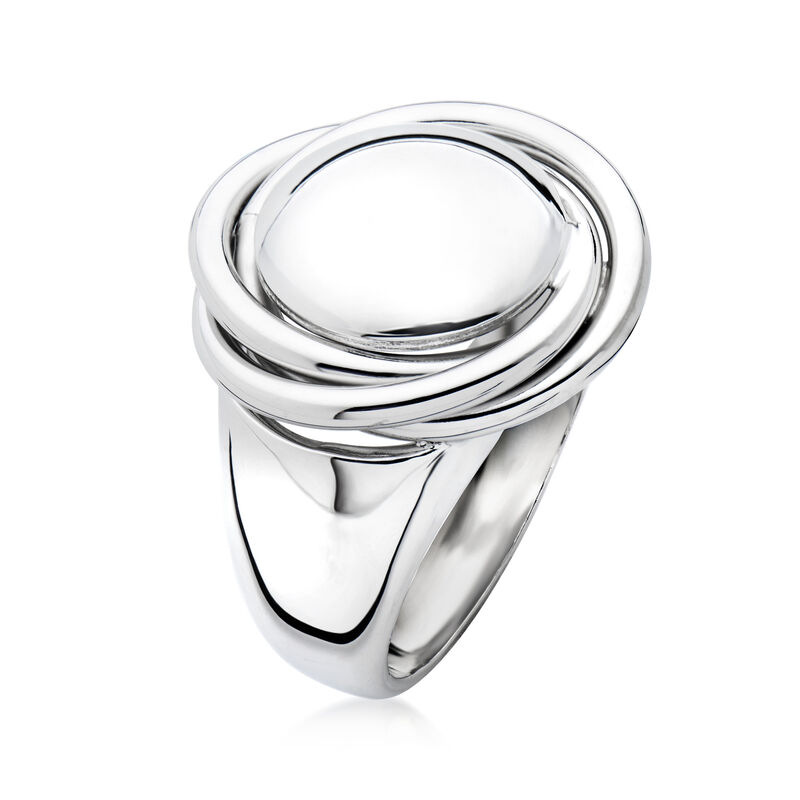 Italian Sterling Silver Big Bead Knot Ring image number 2