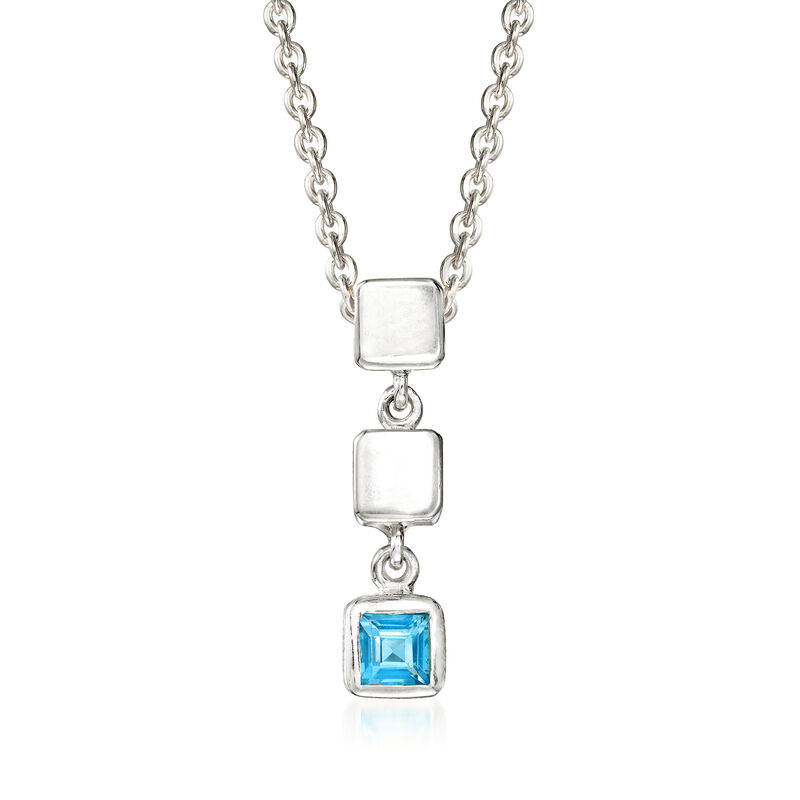 Zina Sterling Silver &quot;Ice Cube&quot; .20 Carat Blue Topaz Three-Square Necklace image number 0