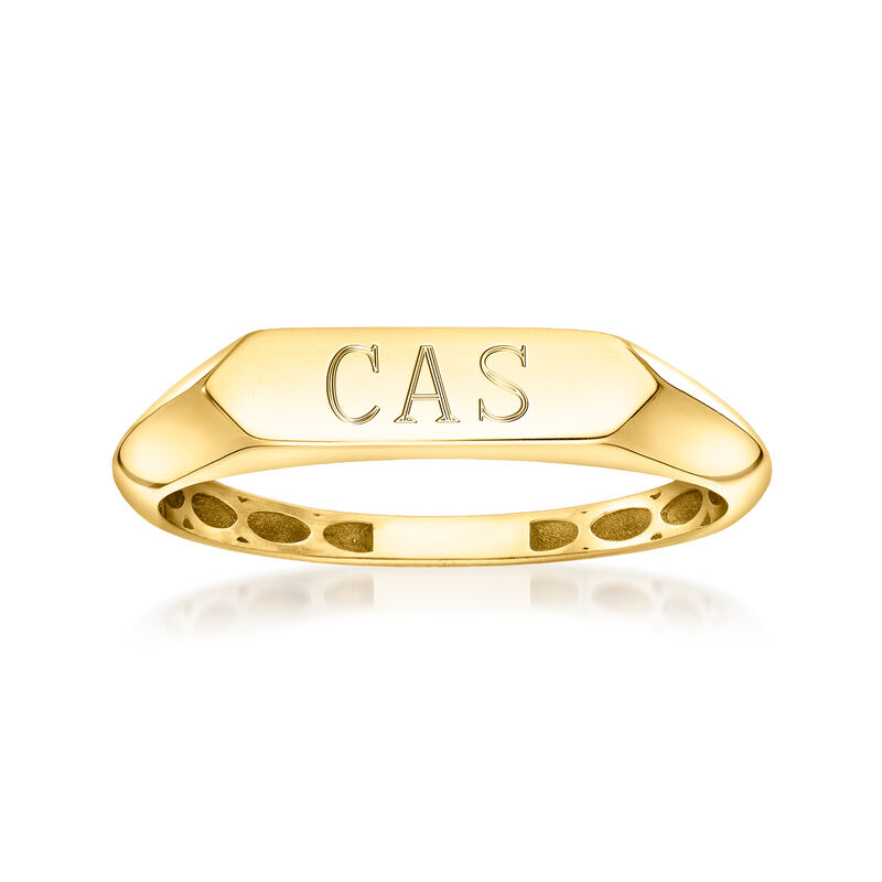 Single-Initial - 10kt Yellow Gold Personalized Bar Ring. Size 8  image number 0