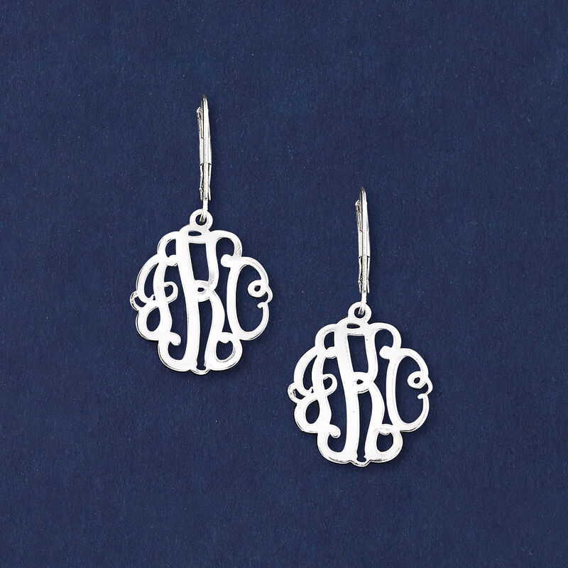 Sterling Silver Personalized Monogram Drop Earrings  image number 3