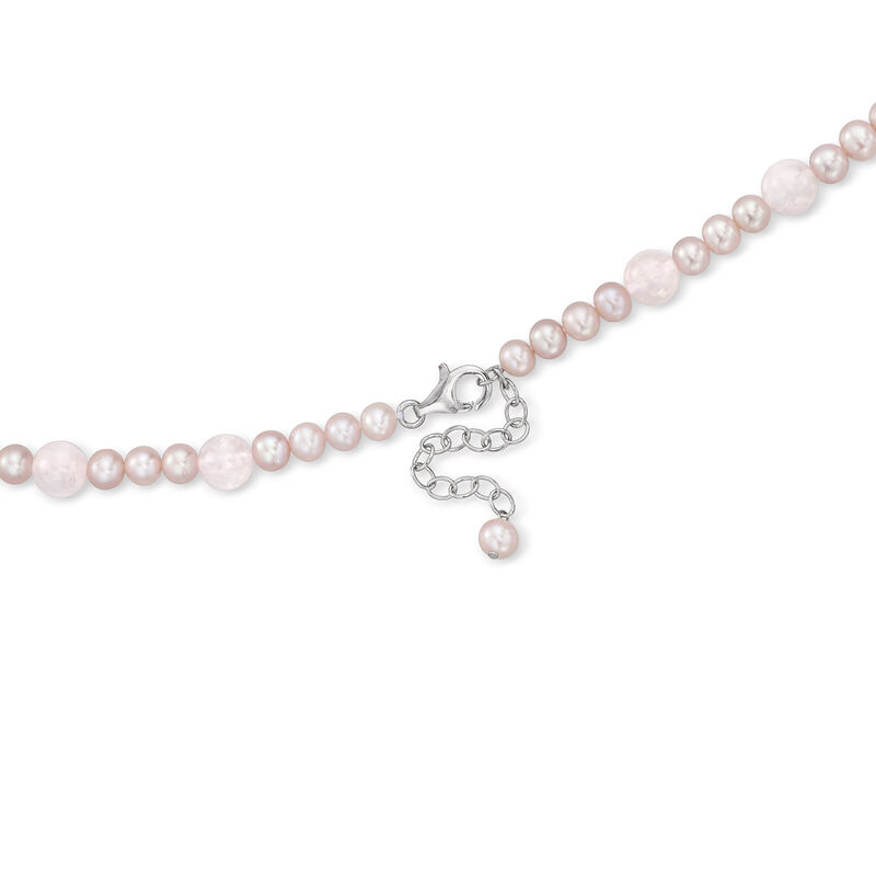 135.00 ct. t.w. Rose Quartz Bead and 6-7mm Pink Cultured Pearl Necklace with Sterling Silver image number 2