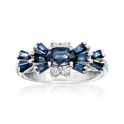 C. 2010 Vintage 1.75 ct. t.w. Sapphire and .12 ct. t.w. Diamond Bow Ring in 18kt White Gold