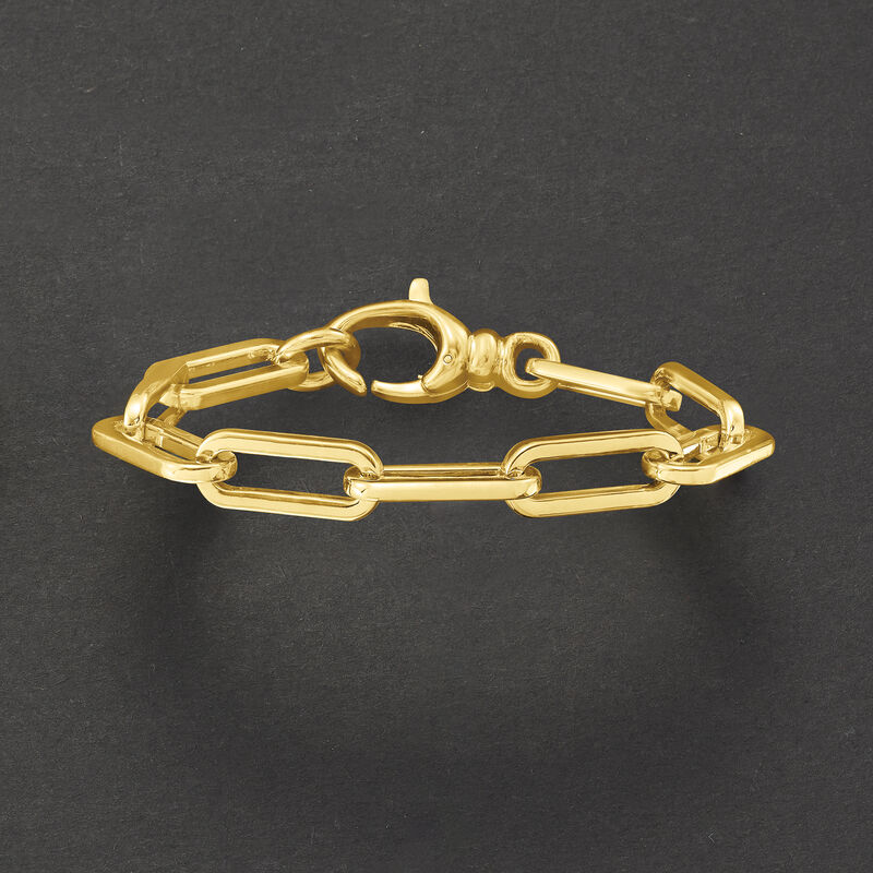 Italian Andiamo 14kt Yellow Gold Over Resin Paper Clip Link Bracelet image number 3