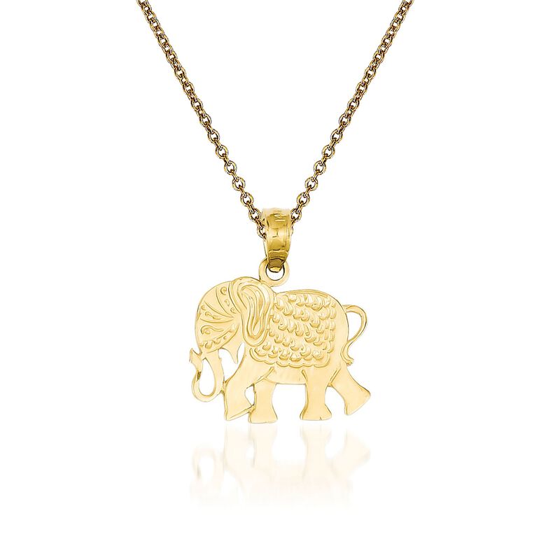 14kt Yellow Gold Elephant Pendant Necklace. 18&quot; image number 0