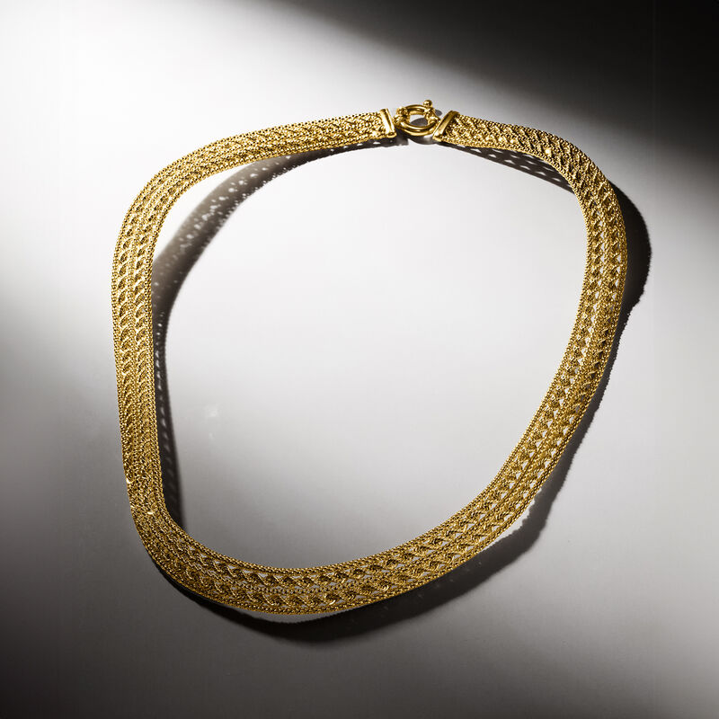 Italian 14kt Yellow Gold Alternating Rope and Popcorn-Chain Necklace. 18&quot; image number 3