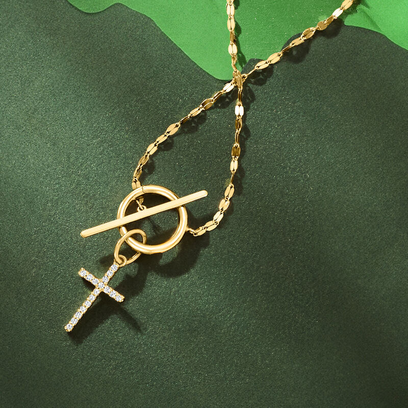 .10 ct. t.w. Diamond Cross Charm in 14kt Yellow Gold image number 2