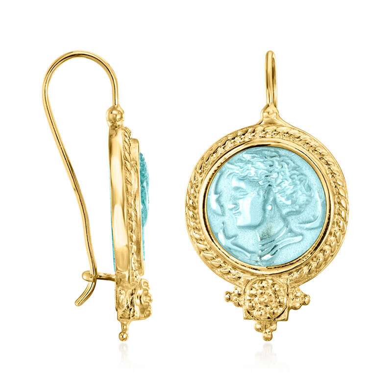 Italian Tagliamonte Blue Venetian Glass Arethusa Drop Earrings in 18kt Gold Over Sterling image number 2