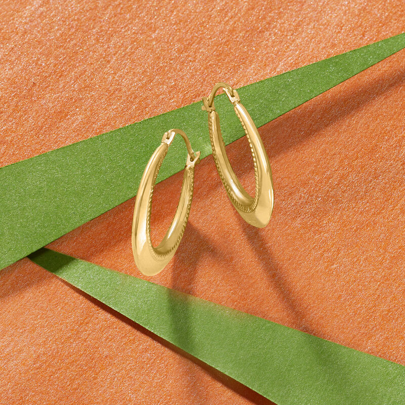 14kt Yellow Gold Beaded Hoop Earrings. 7/8&quot; image number 4