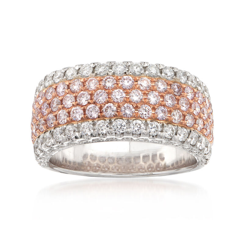 1.70 ct. t.w. Pink and White Diamond Wide Band Ring in 18kt Two-Tone Gold image number 0