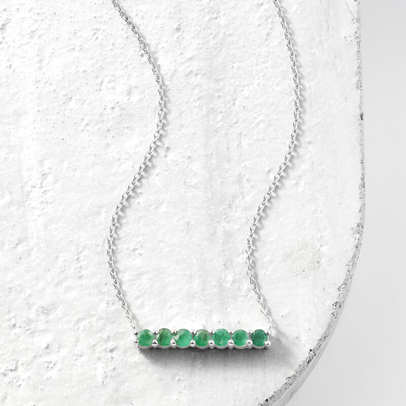 .50 ct. t.w. Emerald Bar Necklace in Sterling Silver. 16&quot; image number 2