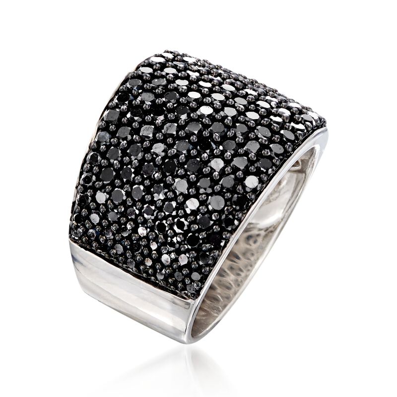 3.70 ct. t.w. Pave Black Spinel Ring in Sterling Silver image number 2