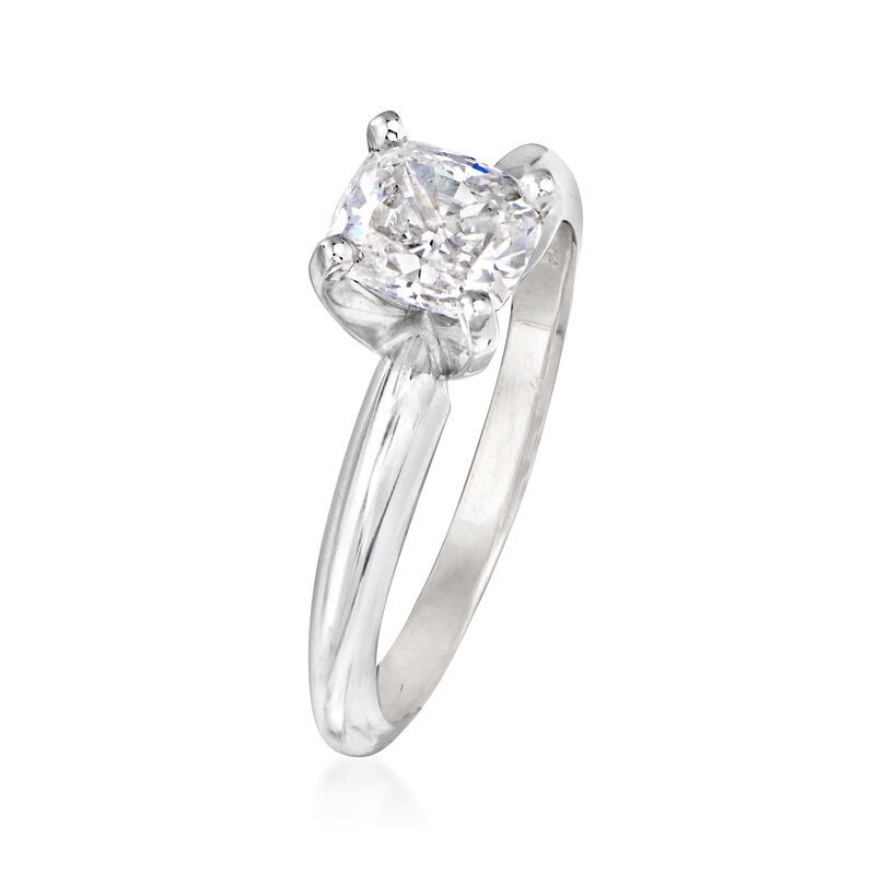 1.01 Carat Certified Cushion-Cut Diamond Engagement Ring in 14kt White Gold. Size 6 image number 2