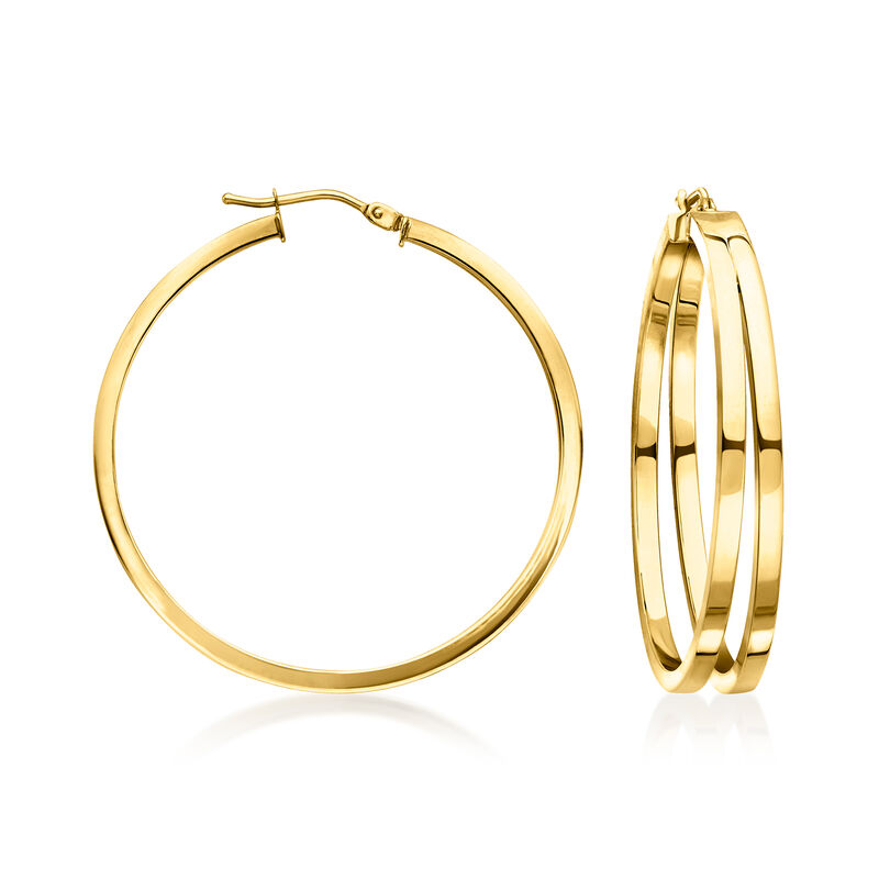 Italian 14kt Yellow Gold Double-Hoop Earrings. 1 1/2&quot; image number 0