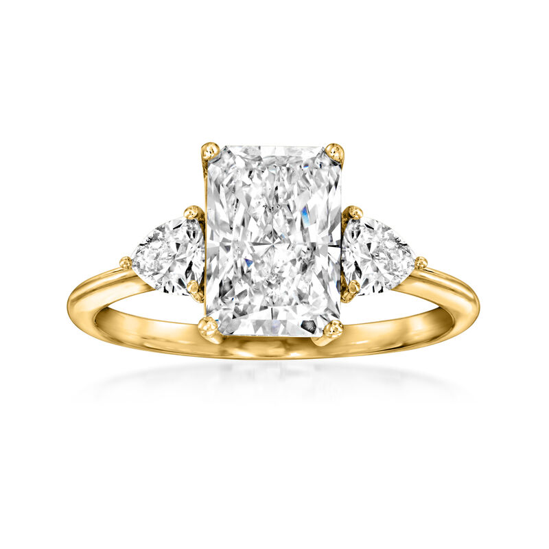 2.50 ct. t.w. Radiant and Trillion-Cut Lab-Grown Diamond Ring in 14kt Yellow Gold. Size 9 image number 0