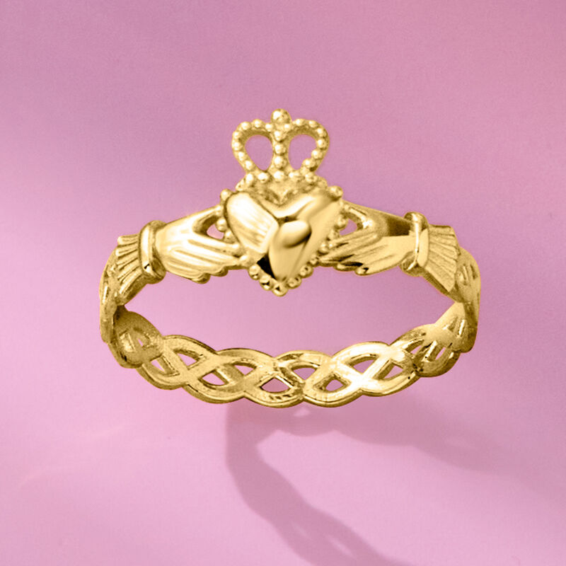 Italian 14kt Yellow Gold Claddagh Ring image number 4