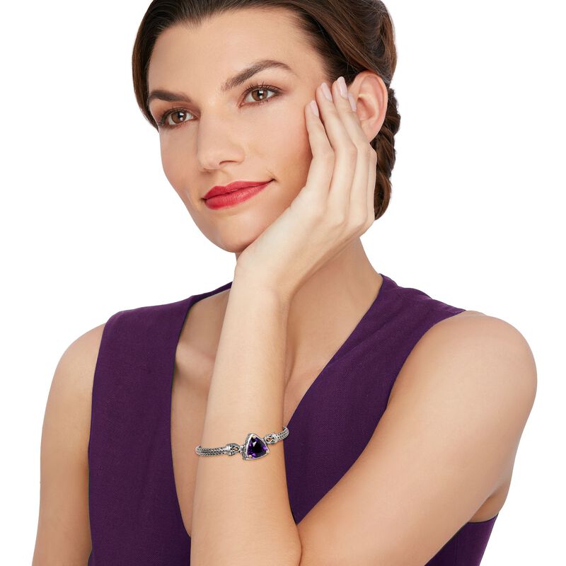 Balinese 12.00 Carat Amethyst Bracelet in Sterling Silver with 18kt Gold image number 1