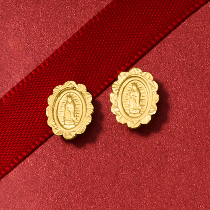 14kt Yellow Gold Virgin Mary Petite Stud Earrings image number 2