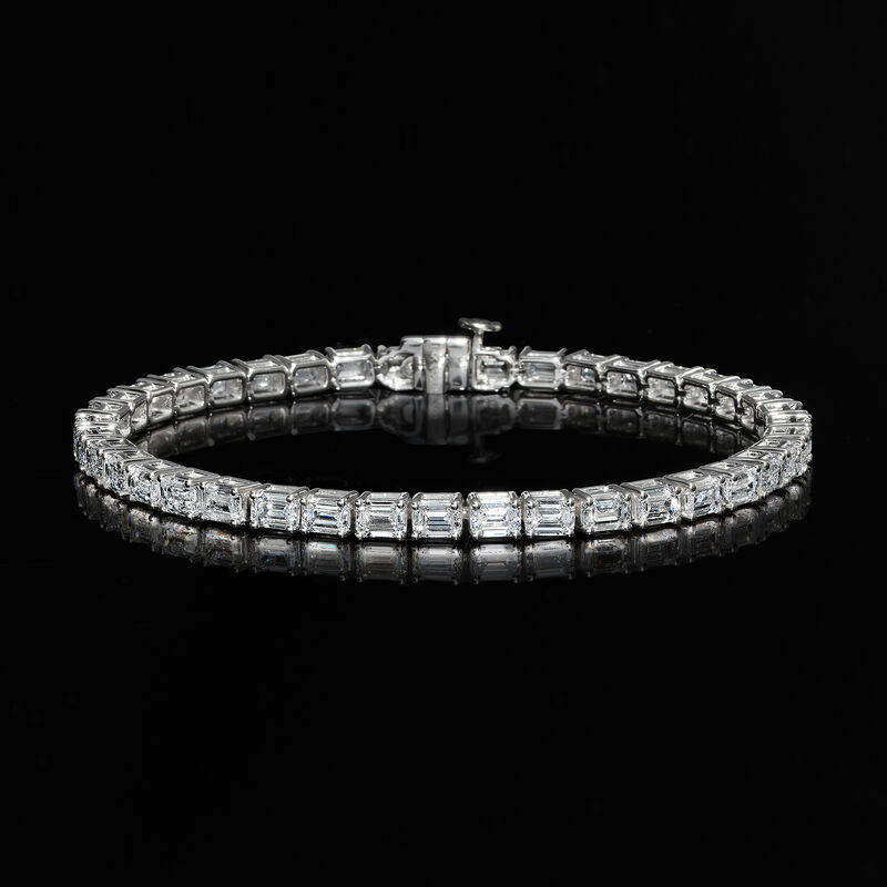 10.00 ct. t.w. Emerald-Cut Lab-Grown Diamond Tennis Bracelet in 14kt White Gold image number 2
