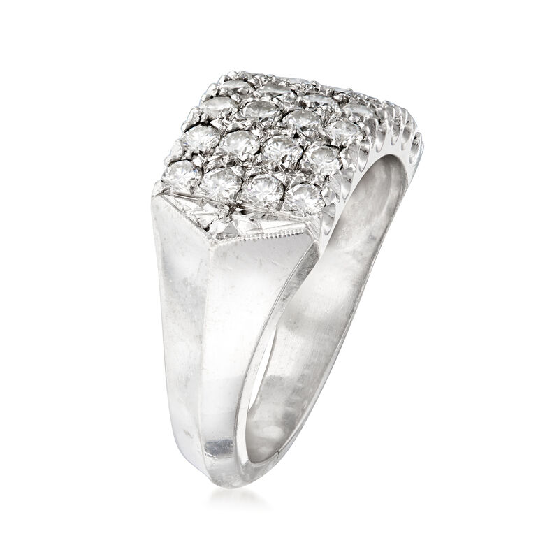 C. 1970 Vintage 1.00 ct. t.w. Diamond Multi-Row Ring in 14kt White Gold. Size 6 image number 2