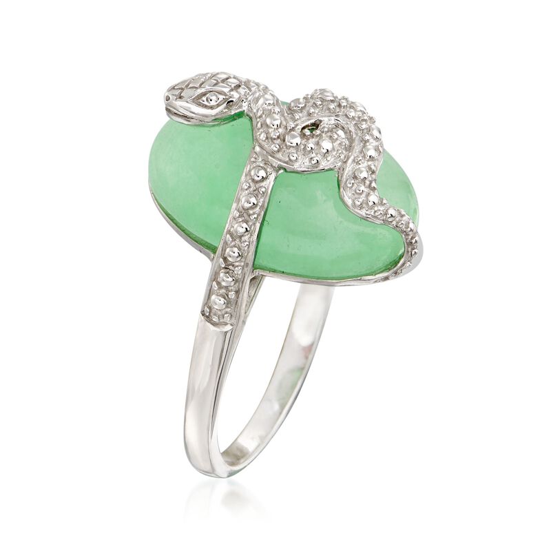 Green Jade Snake Ring in Sterling Silver image number 2