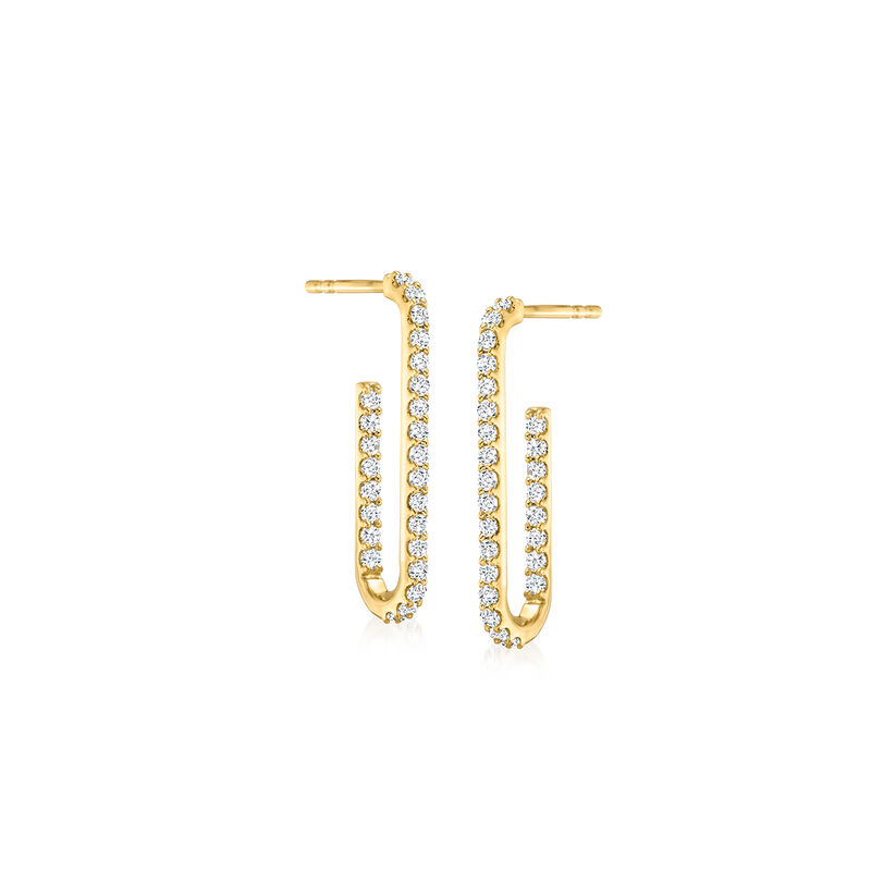 .50 ct. t.w. Diamond Paper Clip Link Hoop Earrings in 14kt Yellow Gold. 7/8&quot; image number 3