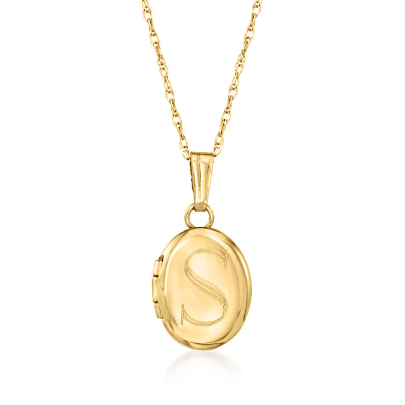 Plain - Baby's 14kt Yellow Gold Oval Locket Necklace. 13&quot; image number 0
