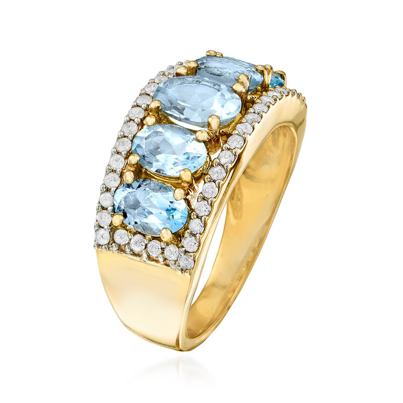 2.00 ct. t.w. Aquamarine and .44 ct. t.w. Diamond Ring in 14kt Yellow Gold image number 2