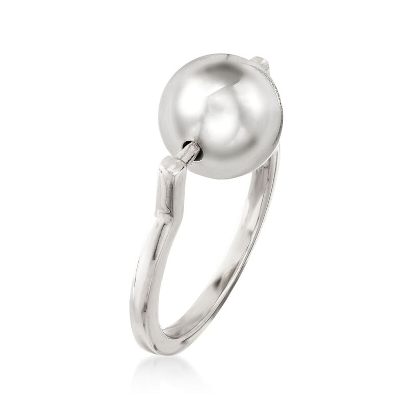 Italian 10mm Sterling Silver Spinable Bead Ring image number 2