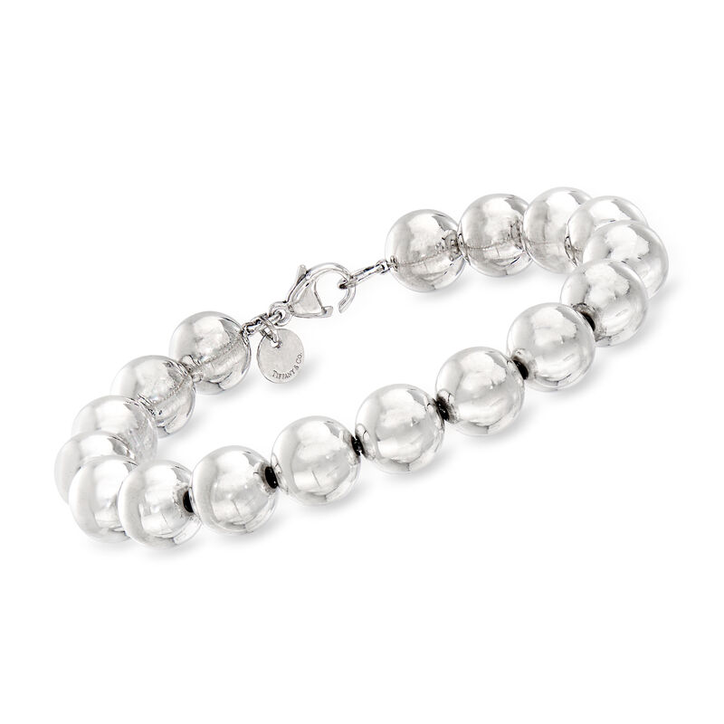 C. 2000 Vintage Tiffany Jewelry 10mm Sterling Silver Bead Bracelet image number 0
